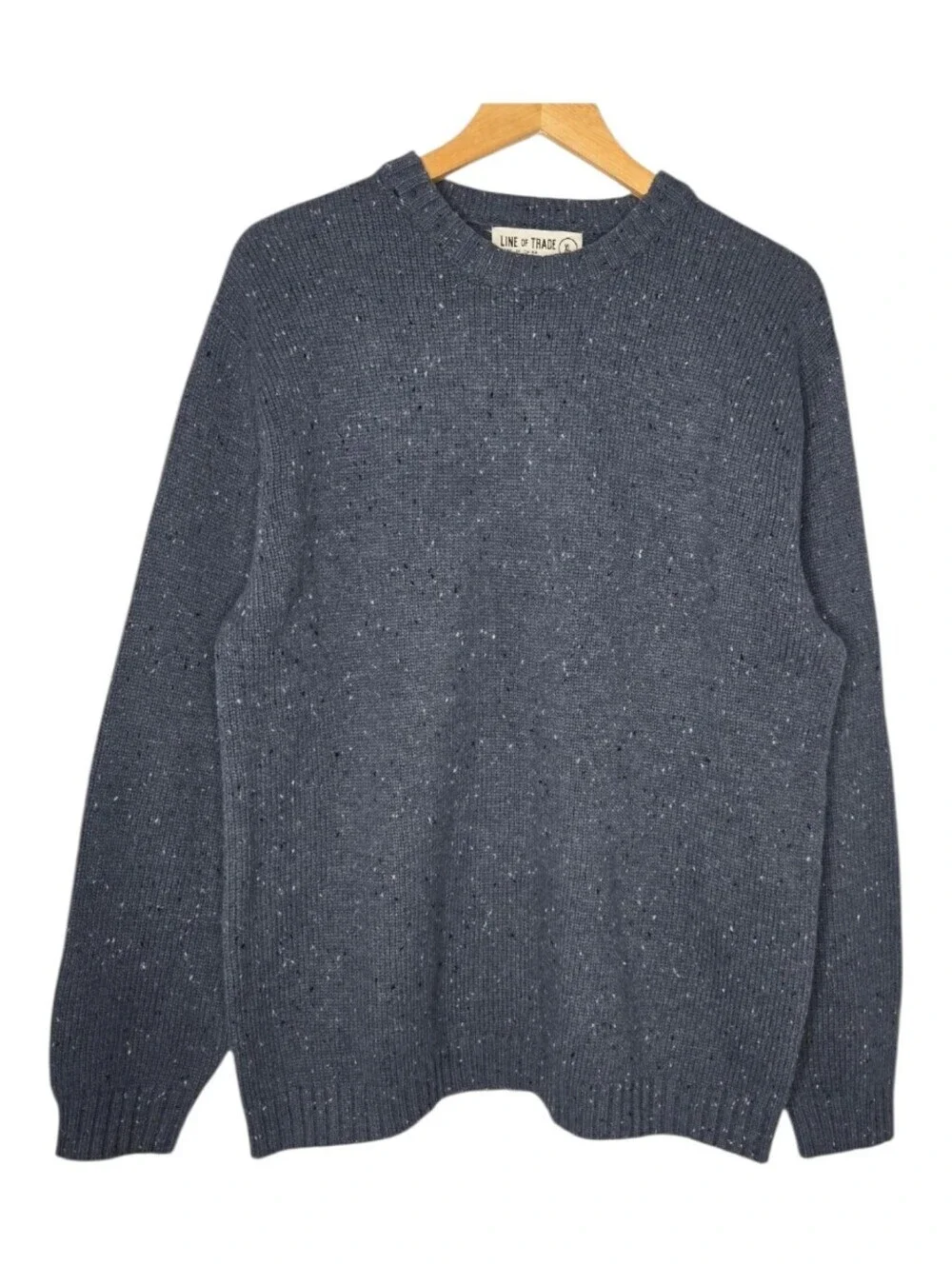 Line Of Trade Mens Blue Gray Confetti Wool Blend Crewneck Sweater Size XL
